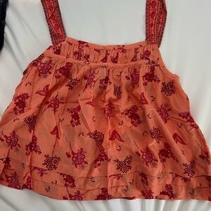 Anthropologie Women’s Floral Red and Orange Top
